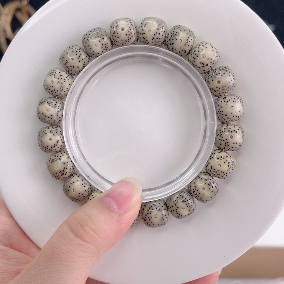 星月菩提手串11+青灰冰料正月同枝果海南料