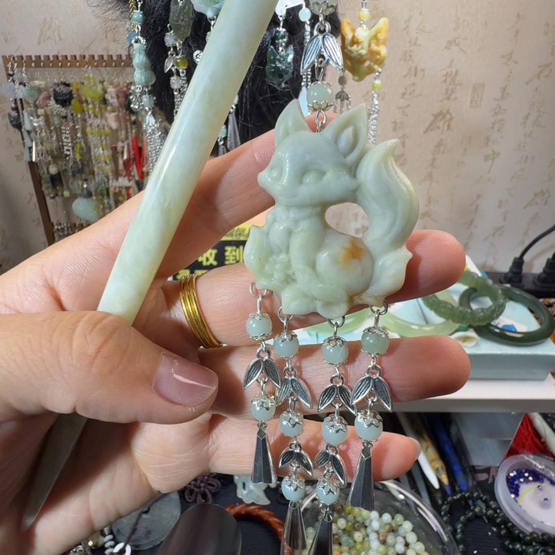 未镶嵌岫玉发饰福利款两个包邮
