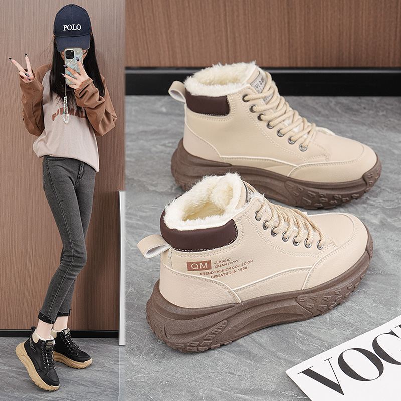 如踩屎感加绒棉鞋女2025新款冬季保暖松糕底软底运动雪地GK6821