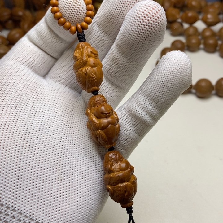 手串/手链橄榄核橄榄核雕刻三不猴