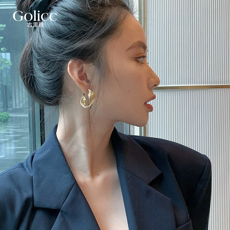 足银耳饰 纯银针金色圈圈耳环女轻奢耳饰品耳钉独特2025新款气质