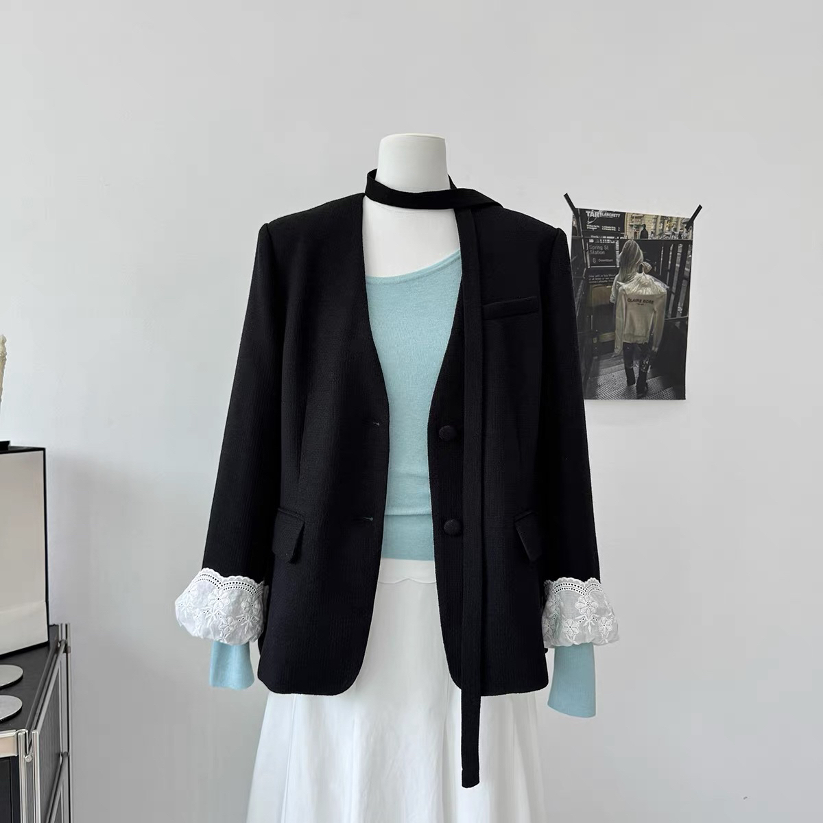 【克里斯汀小姐 suit】韩系袖口花边西装外套