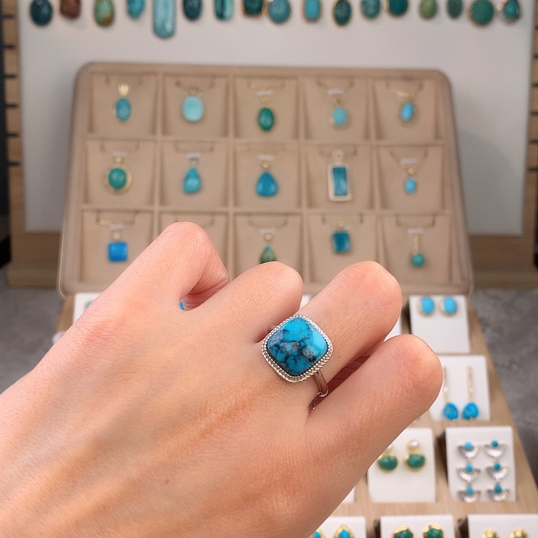 绿松石银S925镶嵌戒指