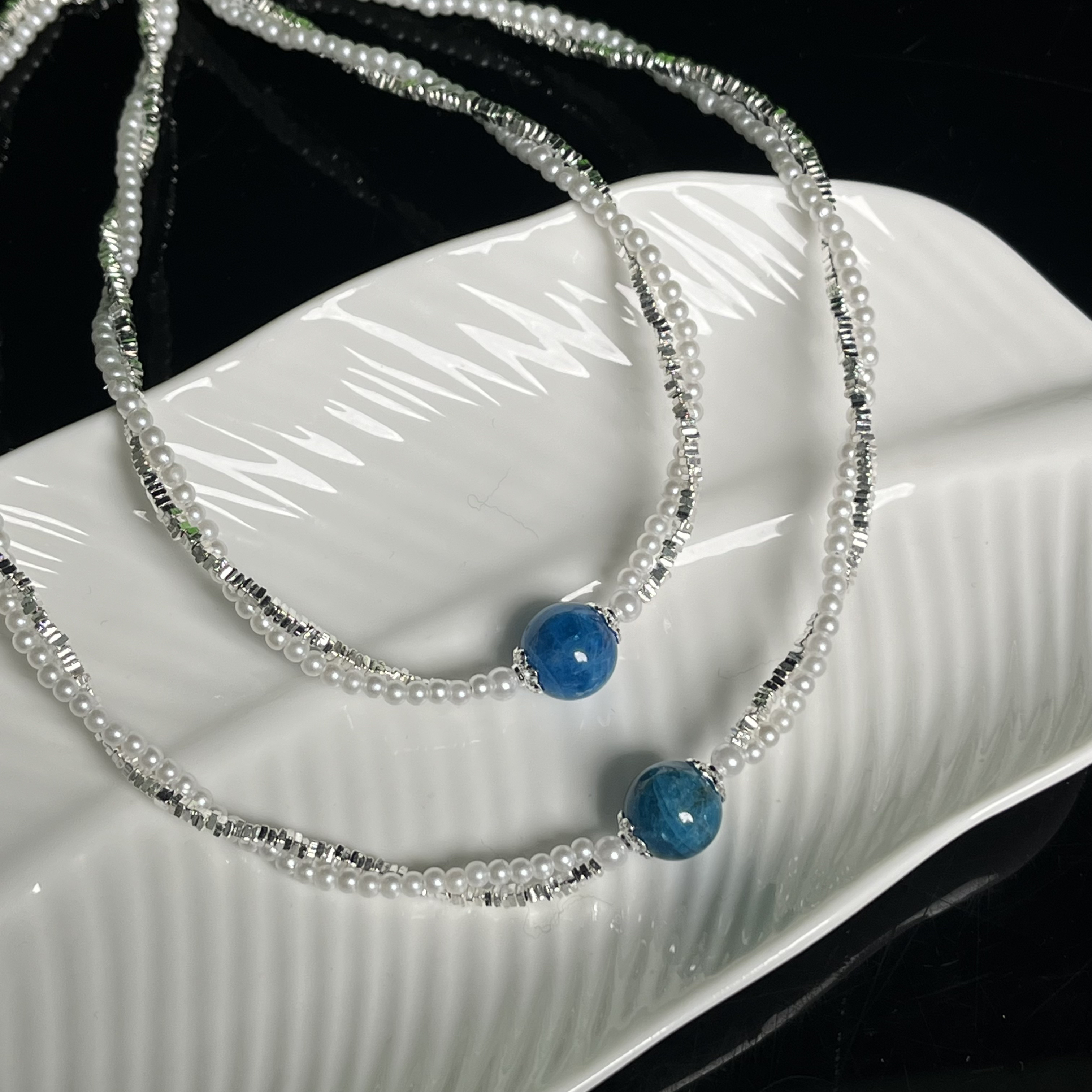 蓝磷灰碎银项链V3001多样性发其一