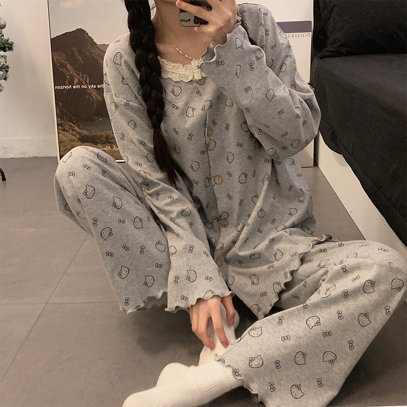 【带胸垫】月子服夏季薄棉产后产妇哺乳孕妇睡衣春秋喂奶衣家居套装