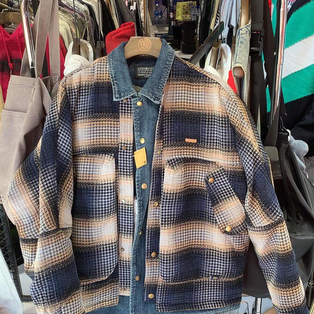 抢回街头原创小香风格子拼接羽绒服