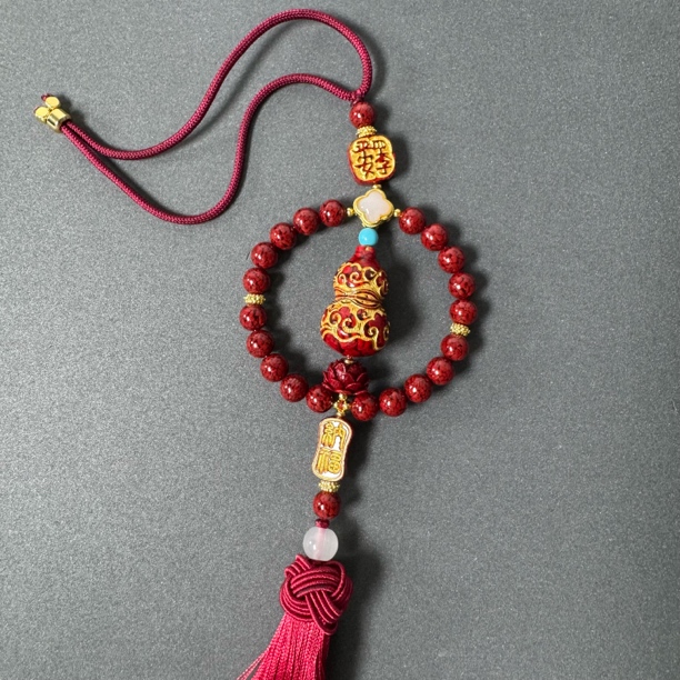 含辰砂工艺品精工设计晶体祥云葫芦车挂