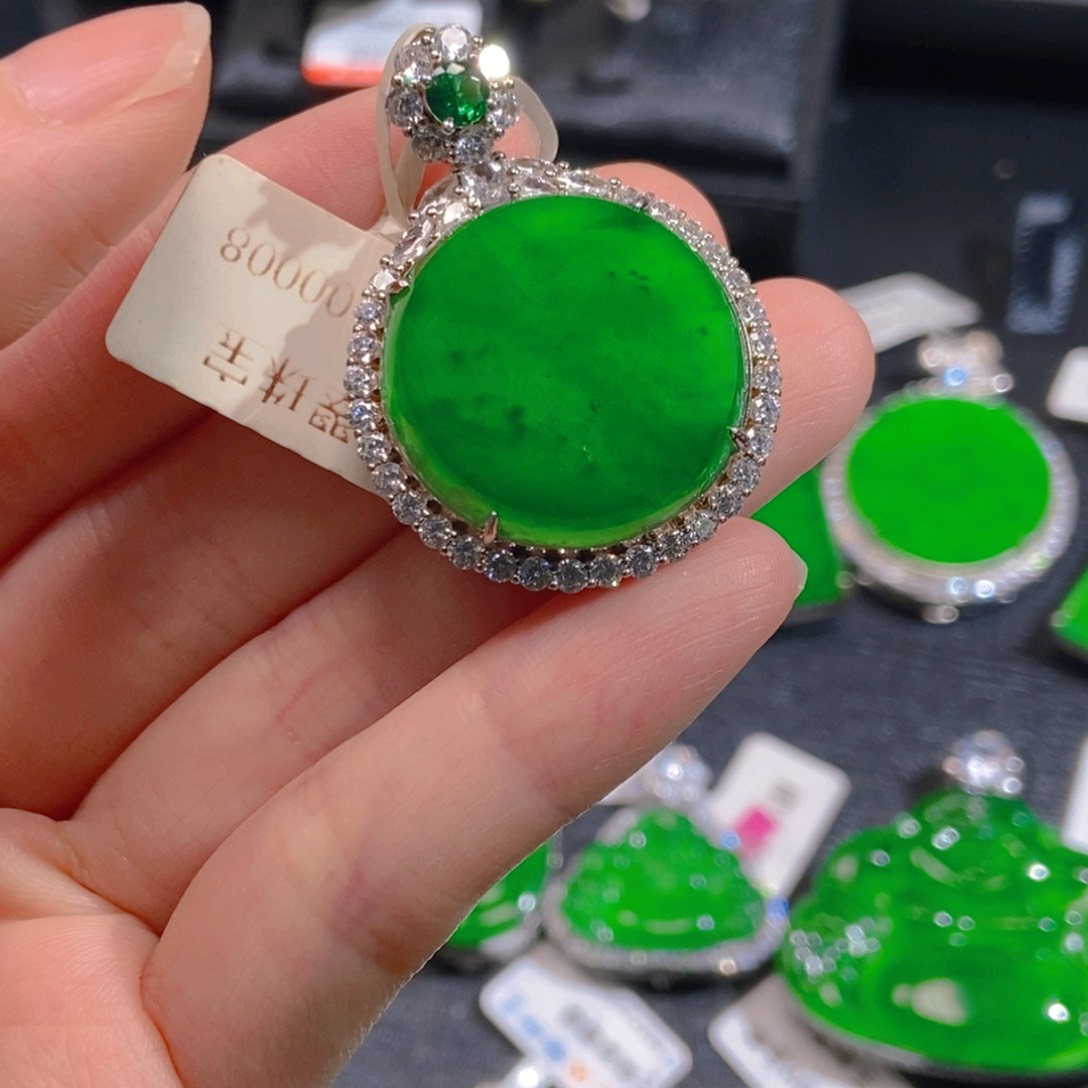 翡翠银S925镶嵌吊坠(不含链)