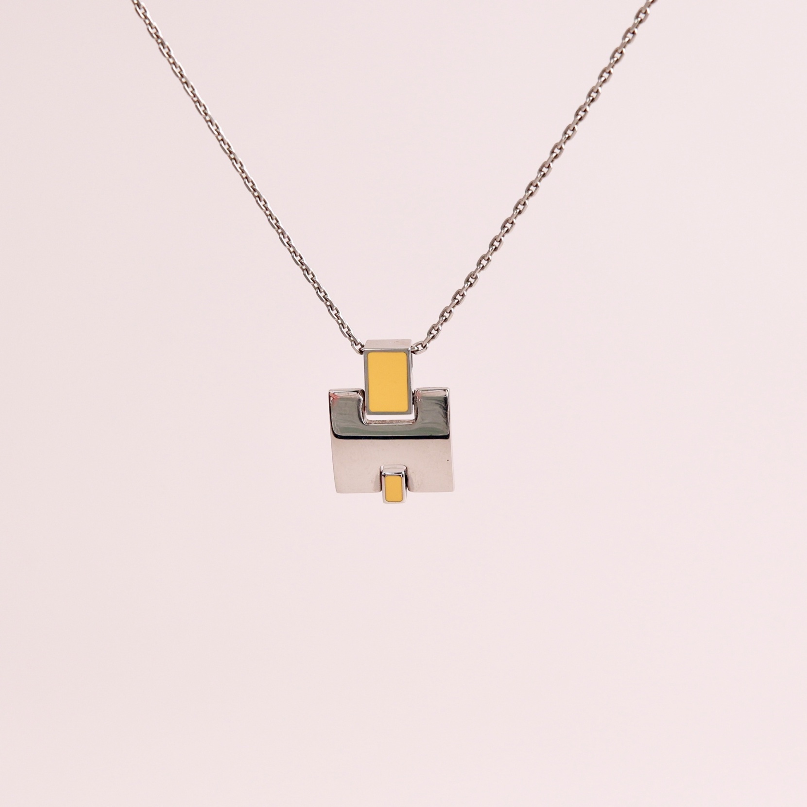 95新 Hermes/爱马仕 Eileen系列金属珐琅H项链/1404