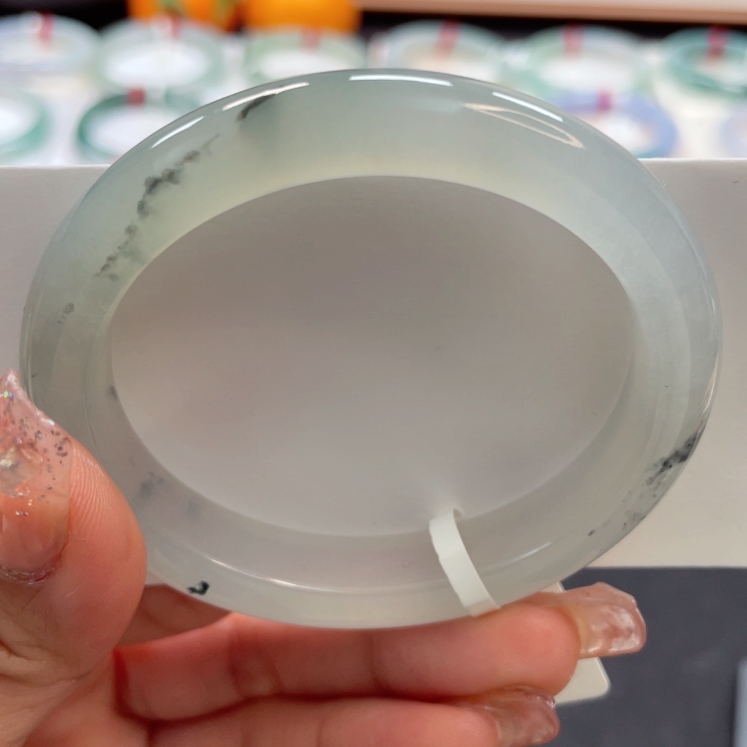 【闪购商品】翡翠手镯（贵妃镯）未镶嵌53贵妃冰种水墨画纯净10号