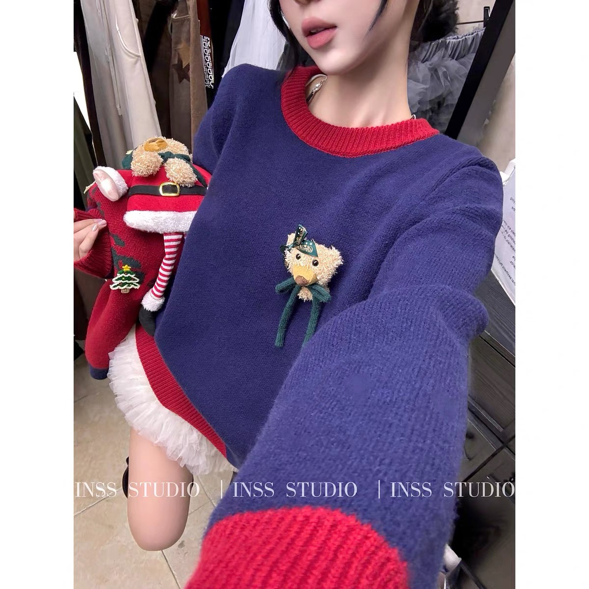 韩版宽松慵懒休闲风毛绒毛衣