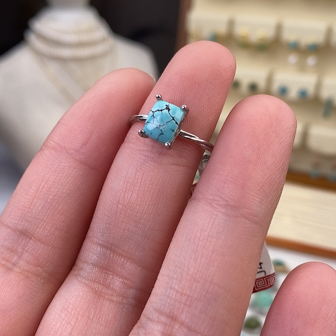 绿松石戒指银S925镶嵌