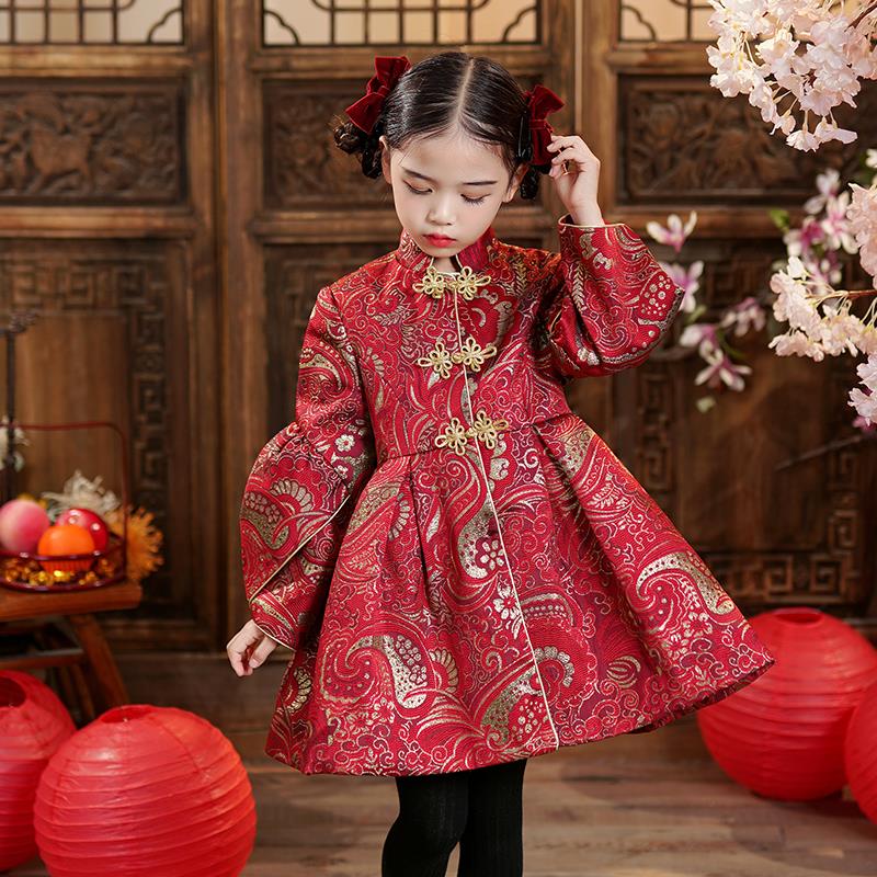 范哲萨女童旗袍唐装秋冬装汉服儿童装拜年服过年衣服冬季2025新款