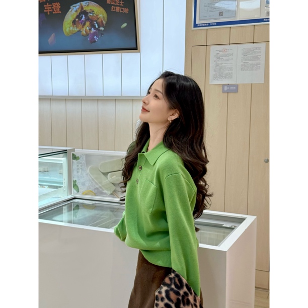 GIRDEAR/哥弟「青柠漾甜」新款简约宽松时尚长袖毛衣网红款138077