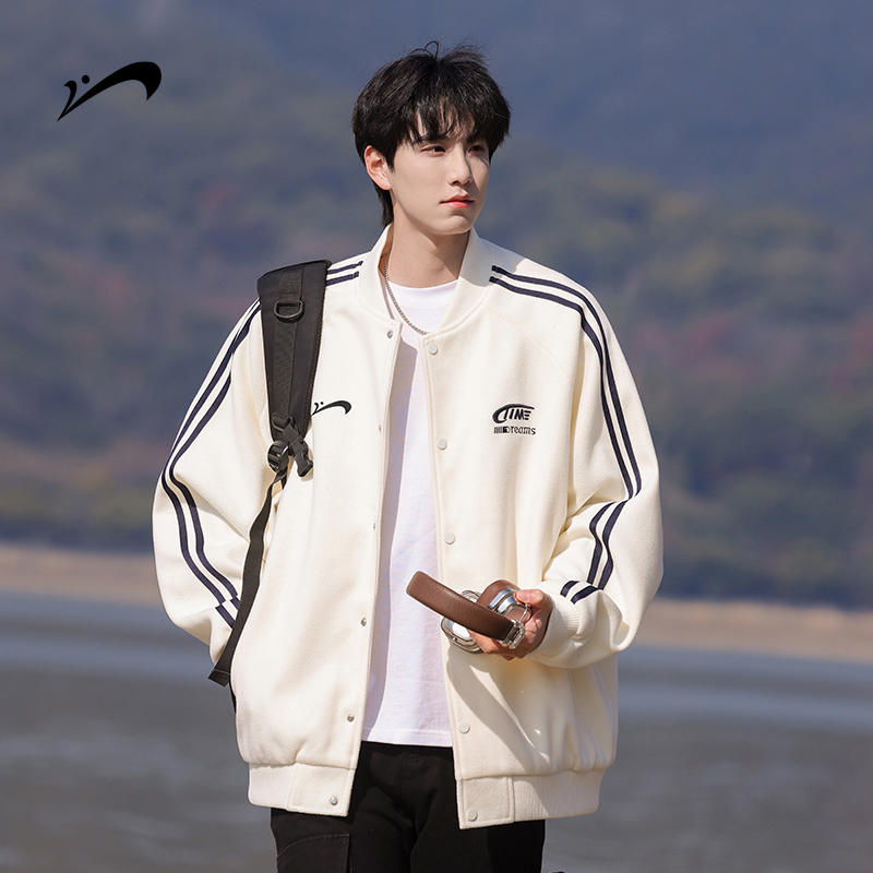 贵人鸟男士户外棒球领外套男款春秋双杠宽松百搭学生情侣休闲夹克