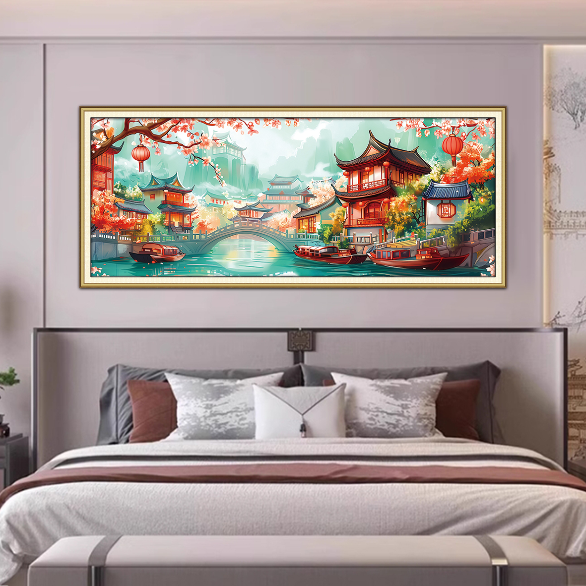 【金丝布】6790江南古韵十字绣大格230x90厘米满绣75种绣线