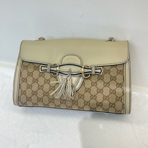 95新 GUCCI/古驰 老花拼皮盒翻盖斜挎包/二手且曼