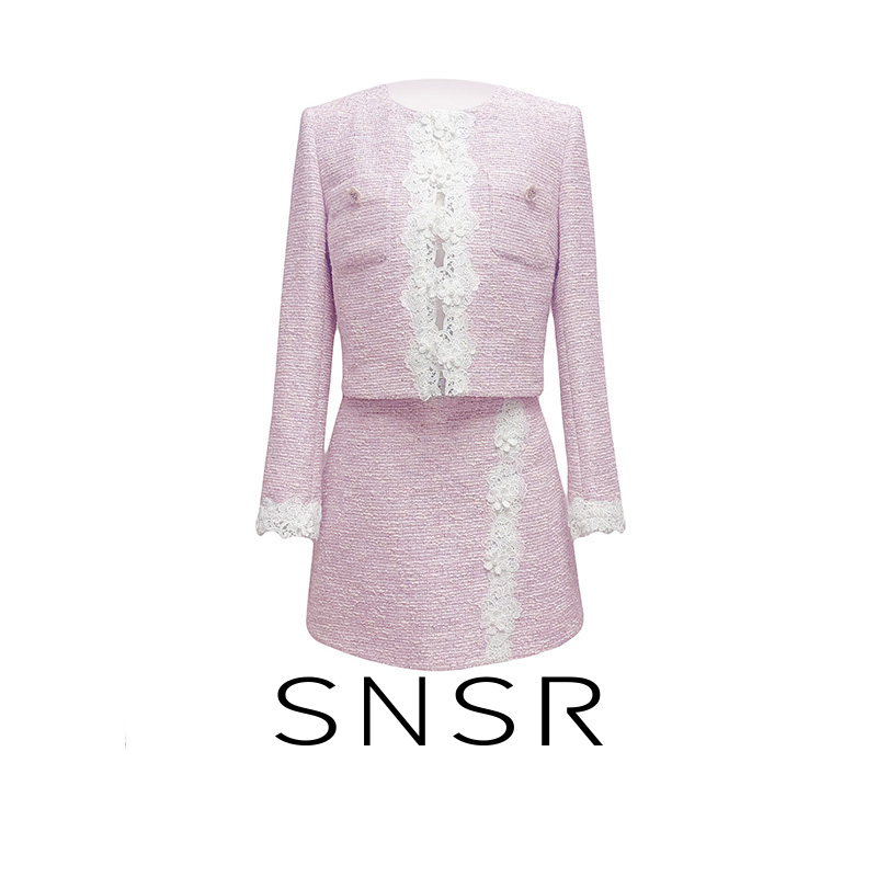 SNSR/圣妮思25秋季新款蕾丝拼接小香风长袖短款外套 25C0093TQ828
