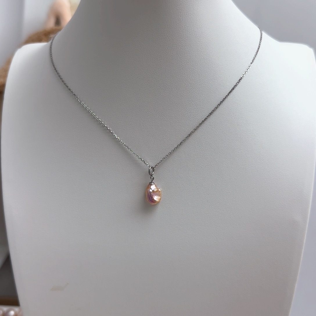 淡水珍珠银S925镶嵌项链