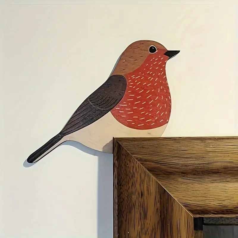 【四个装】木质新款可爱装饰门框插座创意彩色小鸟门顶摆件装饰家居