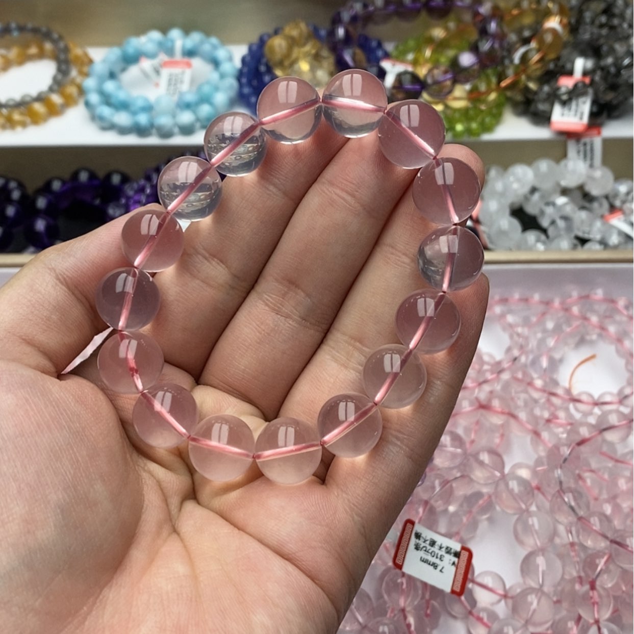 【闪购商品】芙蓉石手链未镶嵌快**高莫粉星光粉