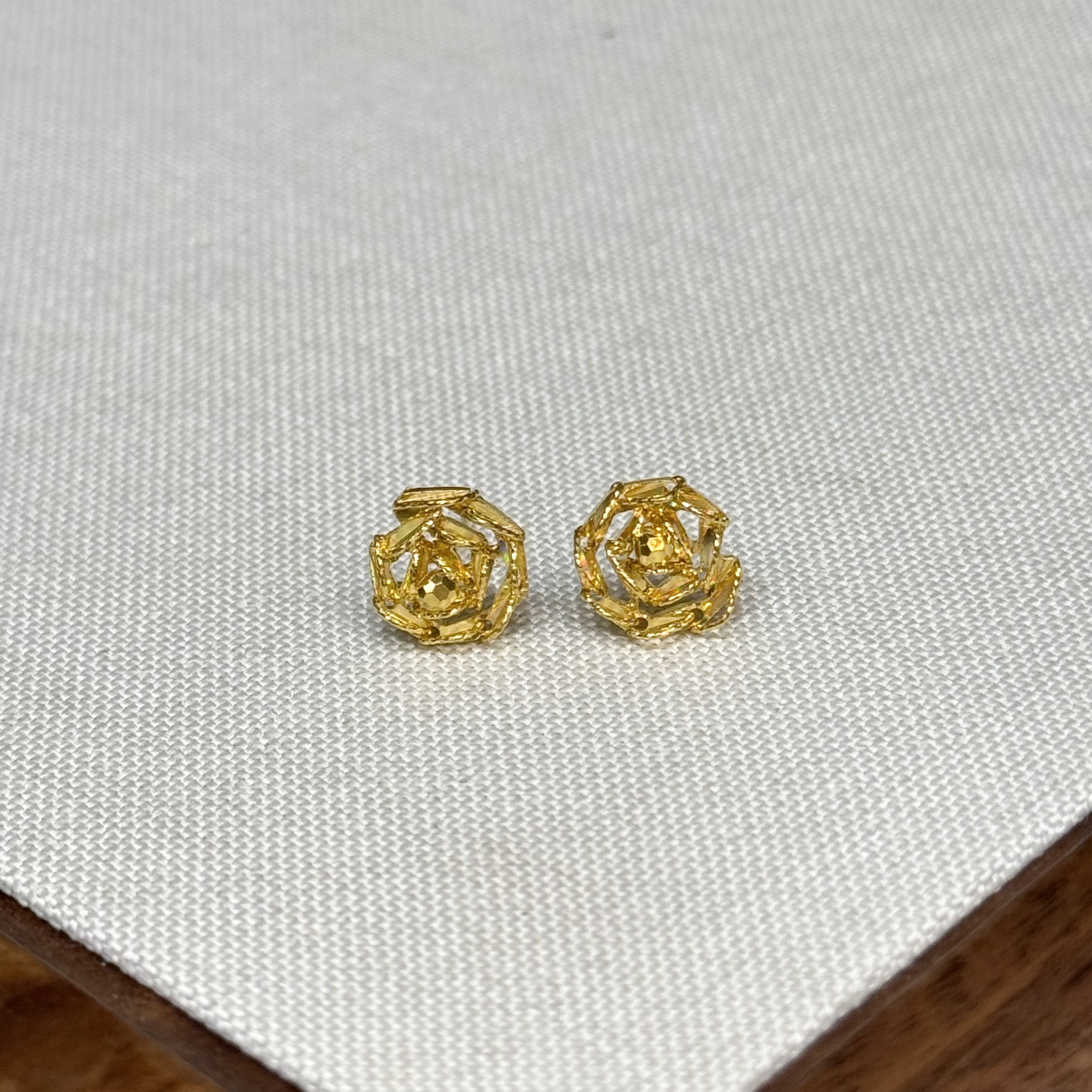 E【冰钻玫瑰花耳钉】-足金999精工5G耳饰