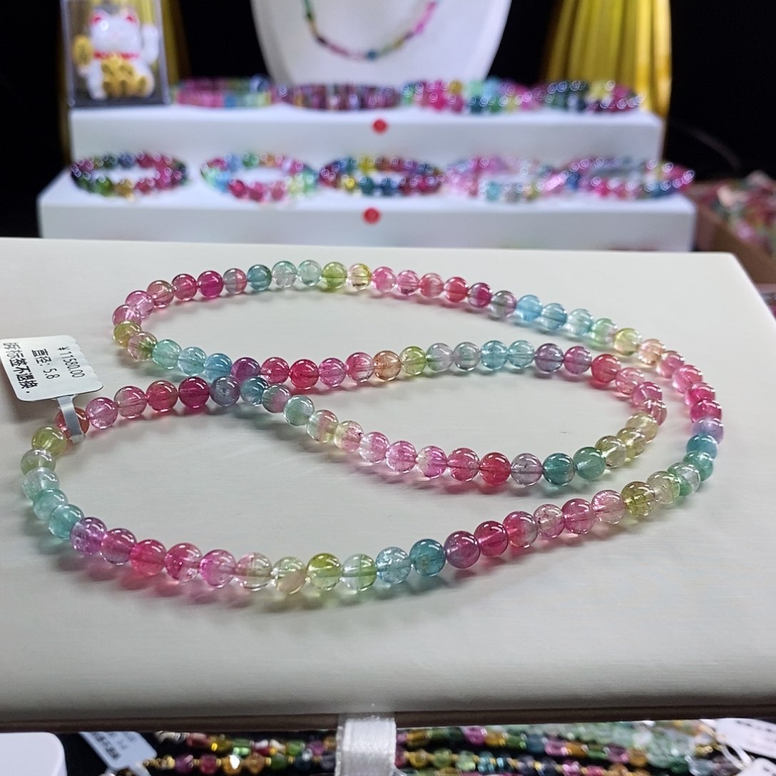 未镶嵌手链碧玺西瓜三圈