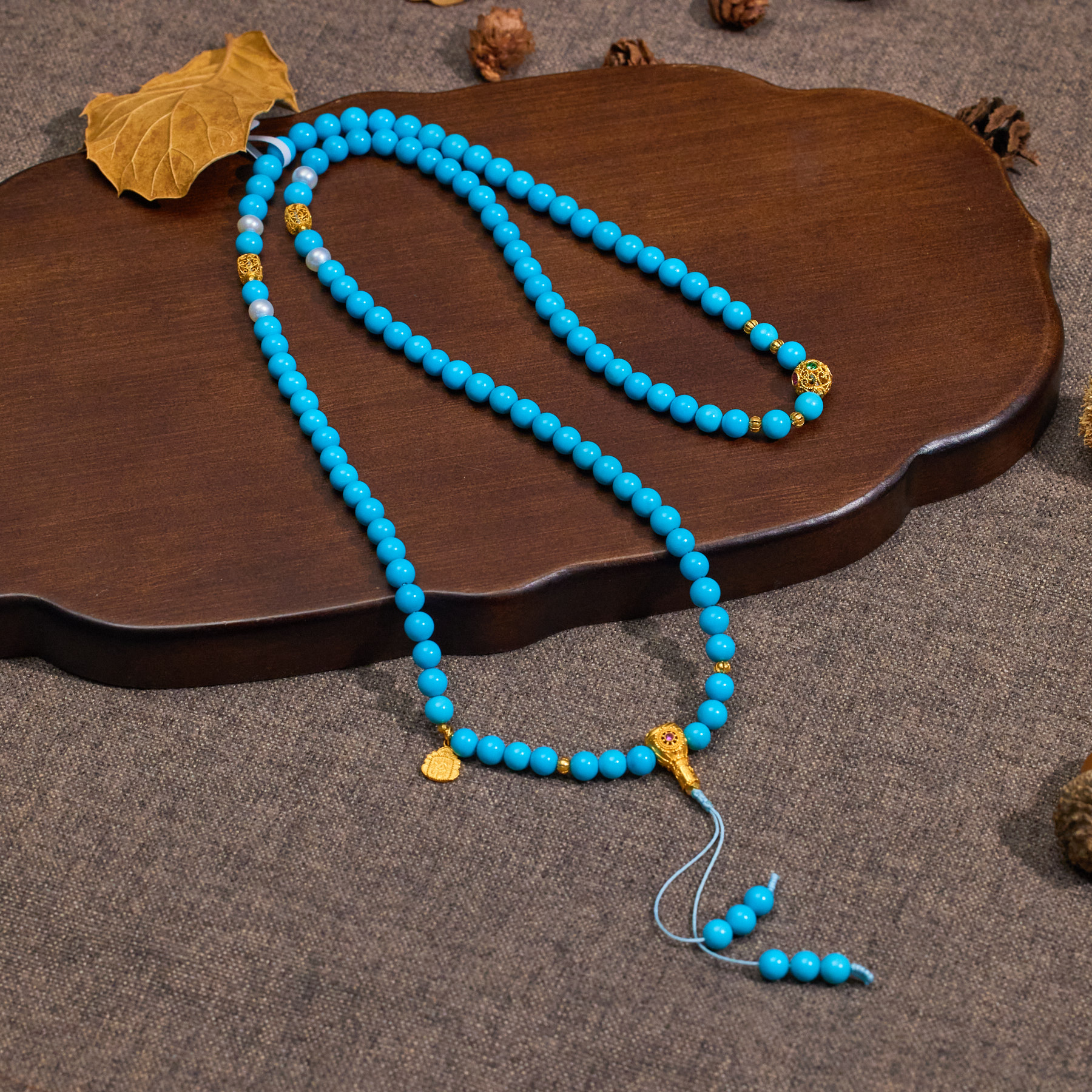 【歪歪】圆珠*松石项链（多样性发）*18K镶嵌N6257