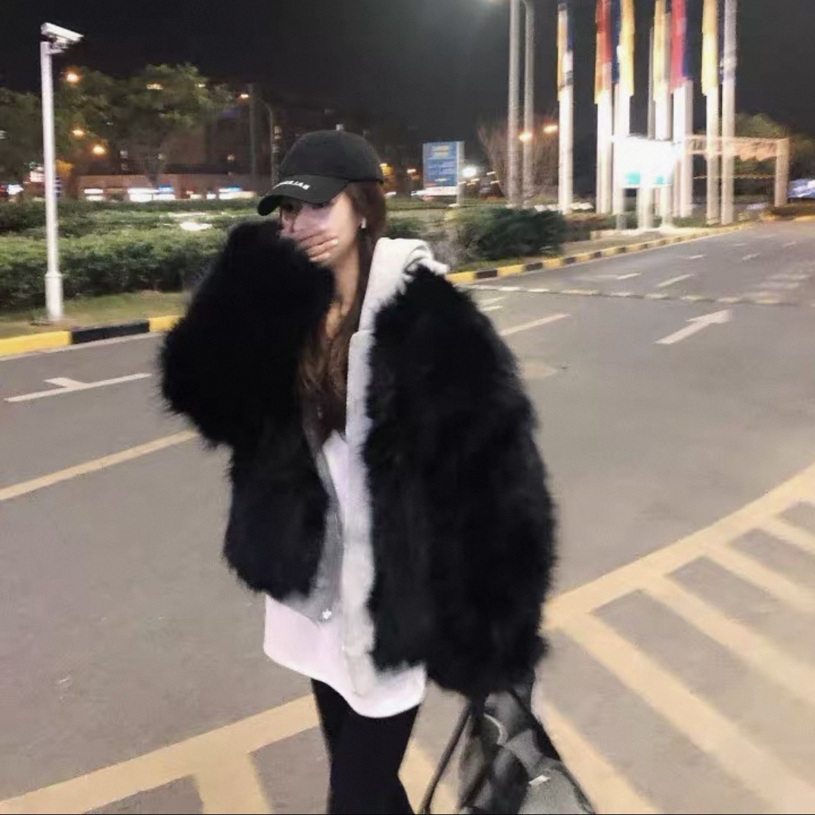 人造皮草 阿蛇 宽松常规毛领加厚黑色人造皮草短款中长款网红韩版