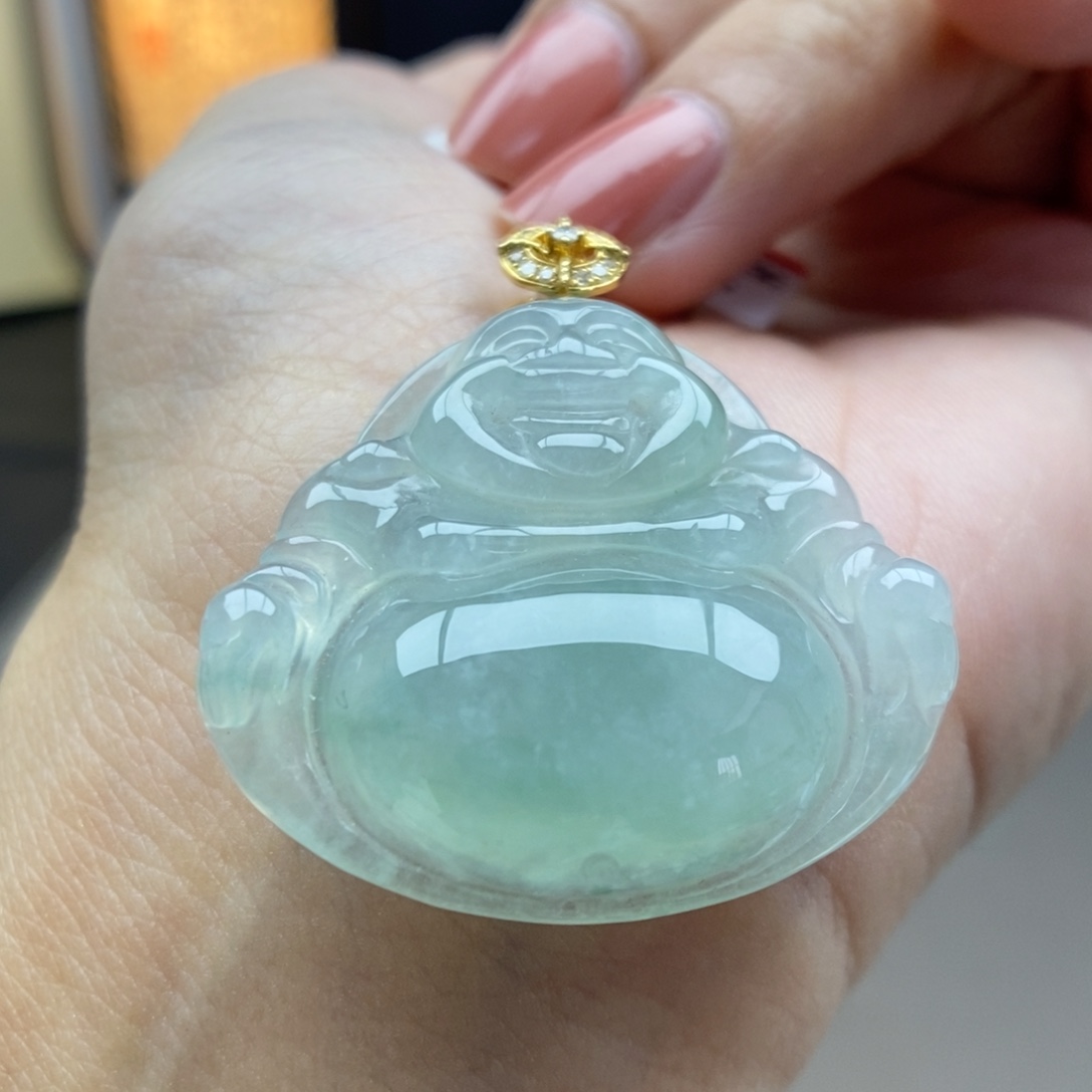 翡翠18K金镶嵌颈饰吊坠27