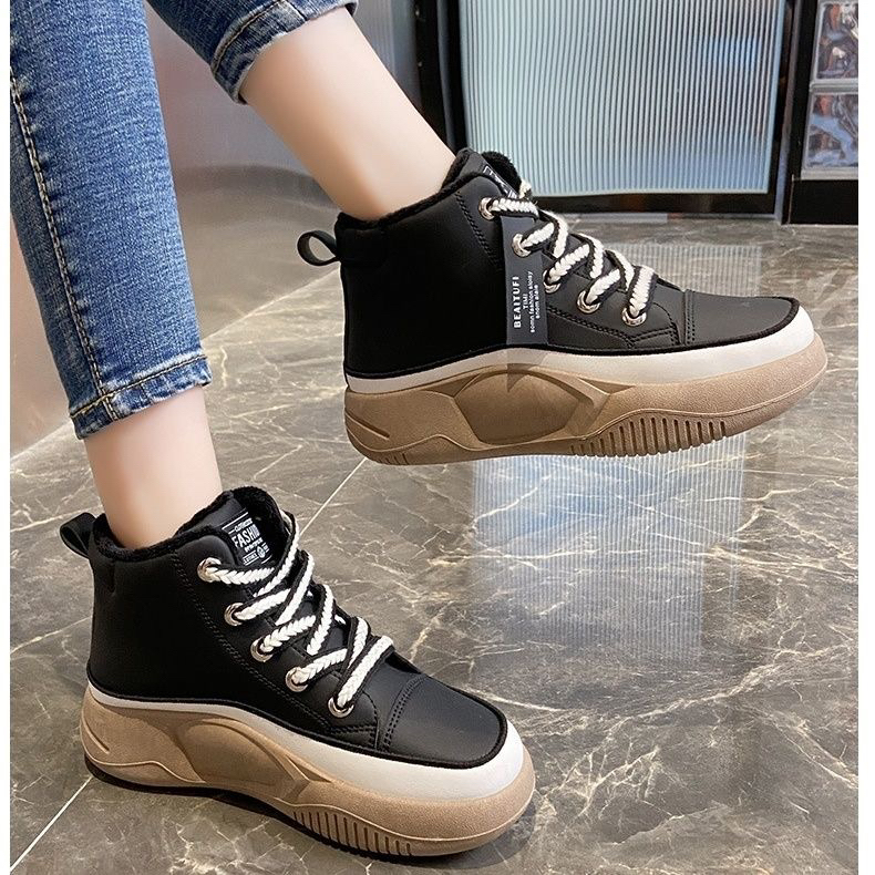 1002修面皮休闲百搭纯色秋冬季素面秋季冬季潮鞋韩版高帮鞋