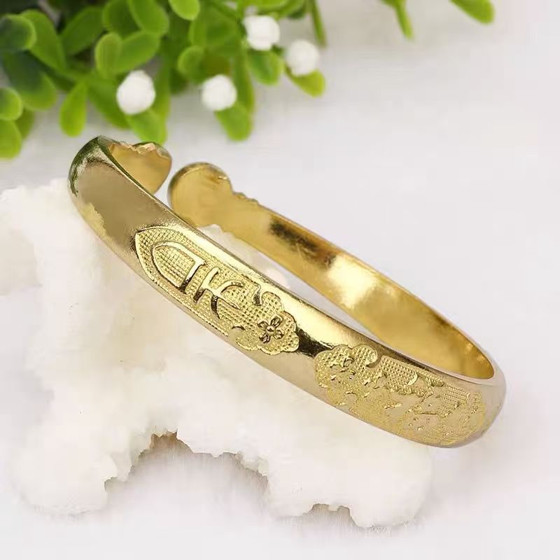 合金手镯 福字手镯实心手工时尚流行首饰合金装饰手圈小码实心