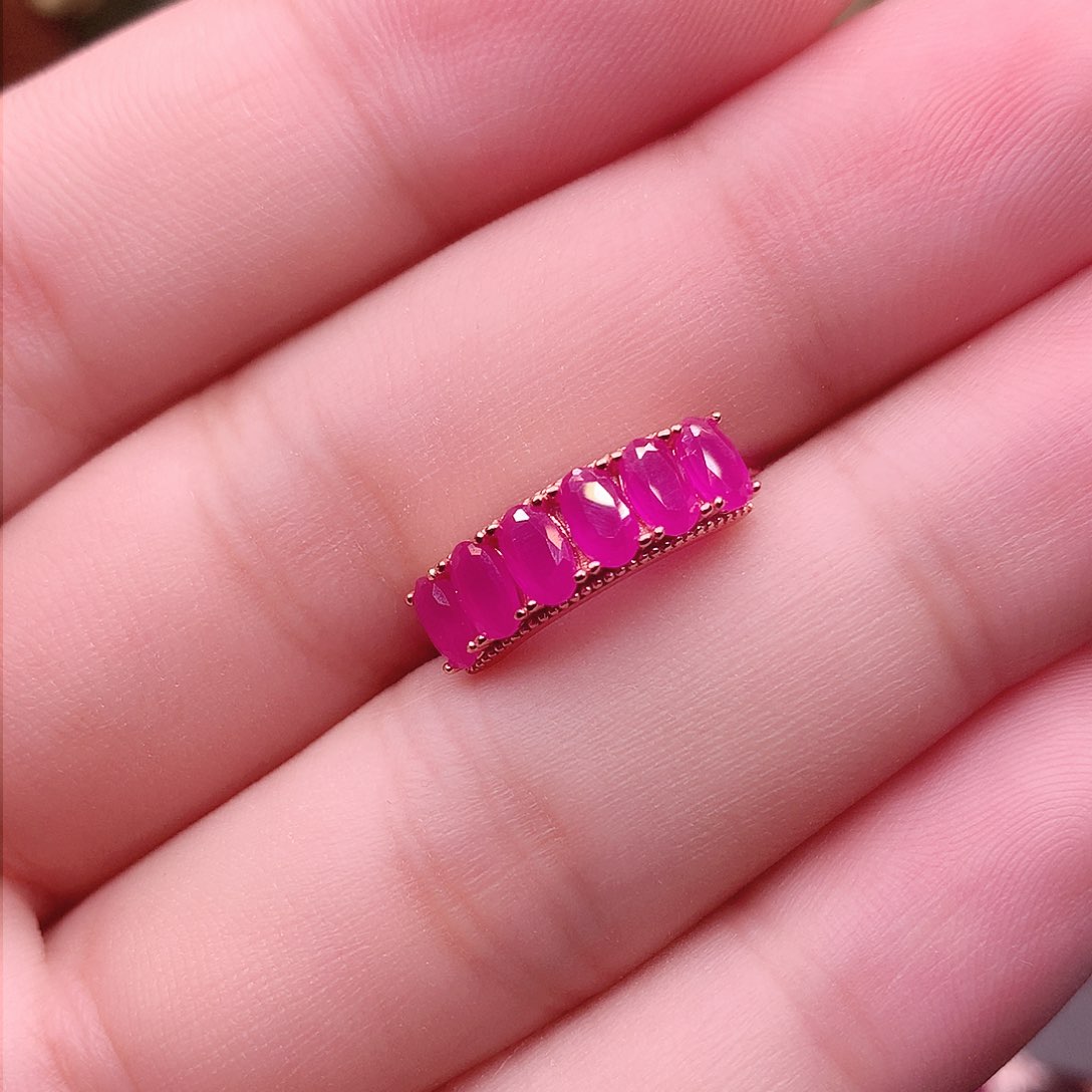 红宝石戒指银S925镶嵌