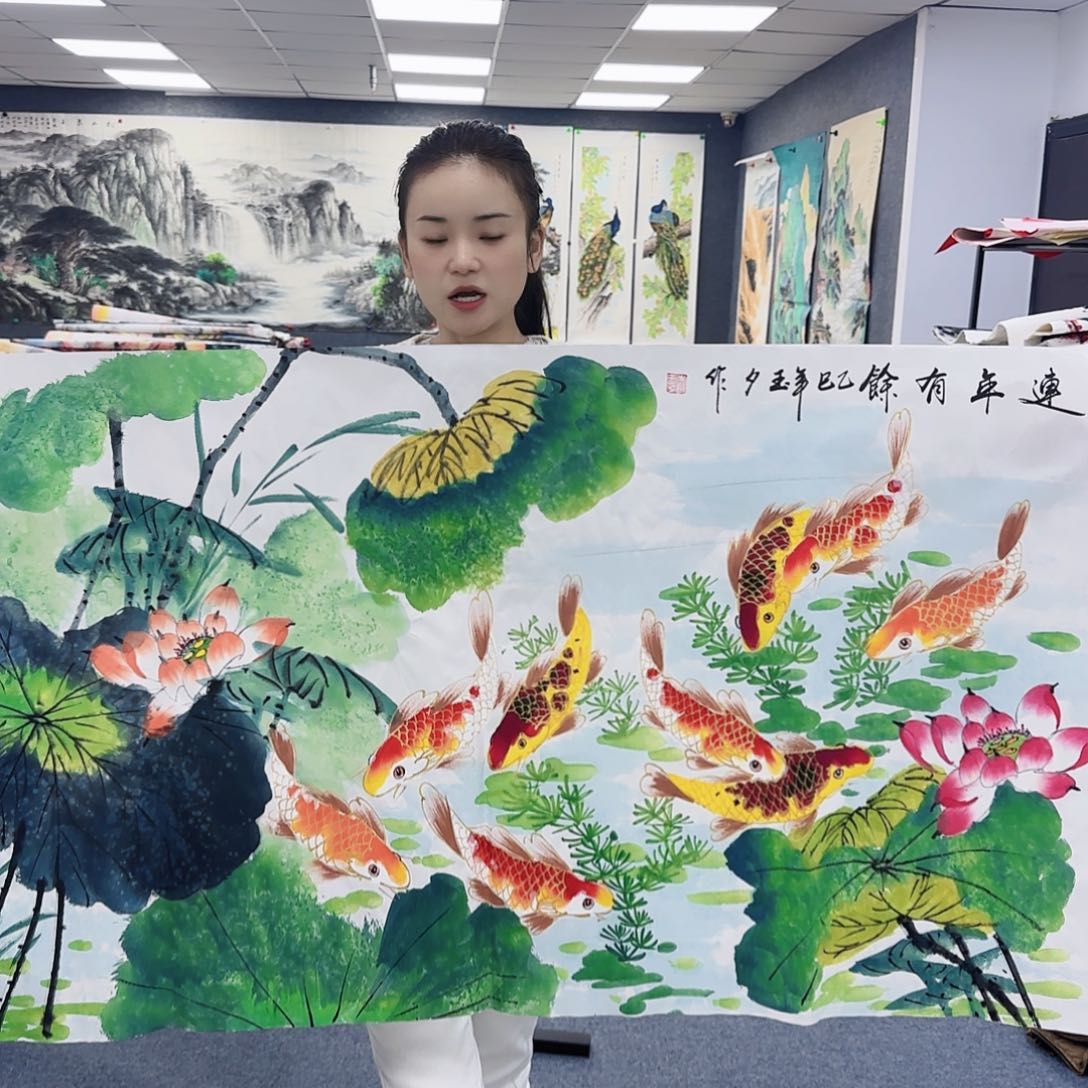 国画作品小姐姐放漏中