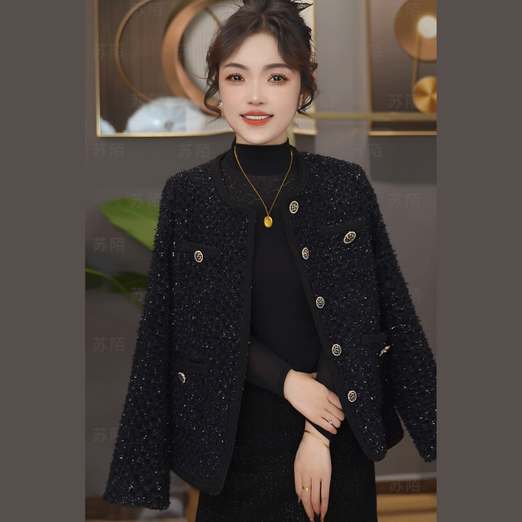 苏陌法式羊毛轻奢小香风外套设计感时尚气质千金潮牌百搭短款外套