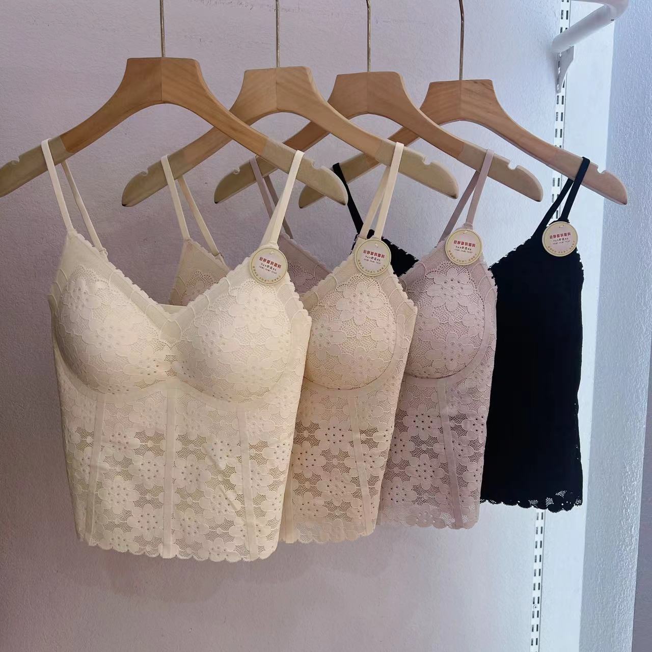 ALN6213-1蕾丝乳胶固定中长款吊带背心