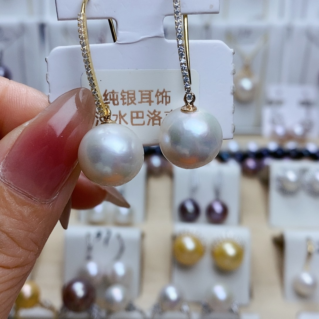 淡水珍珠耳饰银S925镶嵌颜*兮