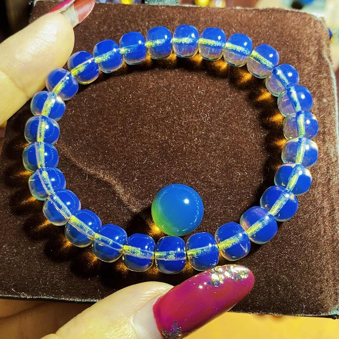 蓝珀裸石未镶嵌狄*斯蓝珀8手串加11珠毕业