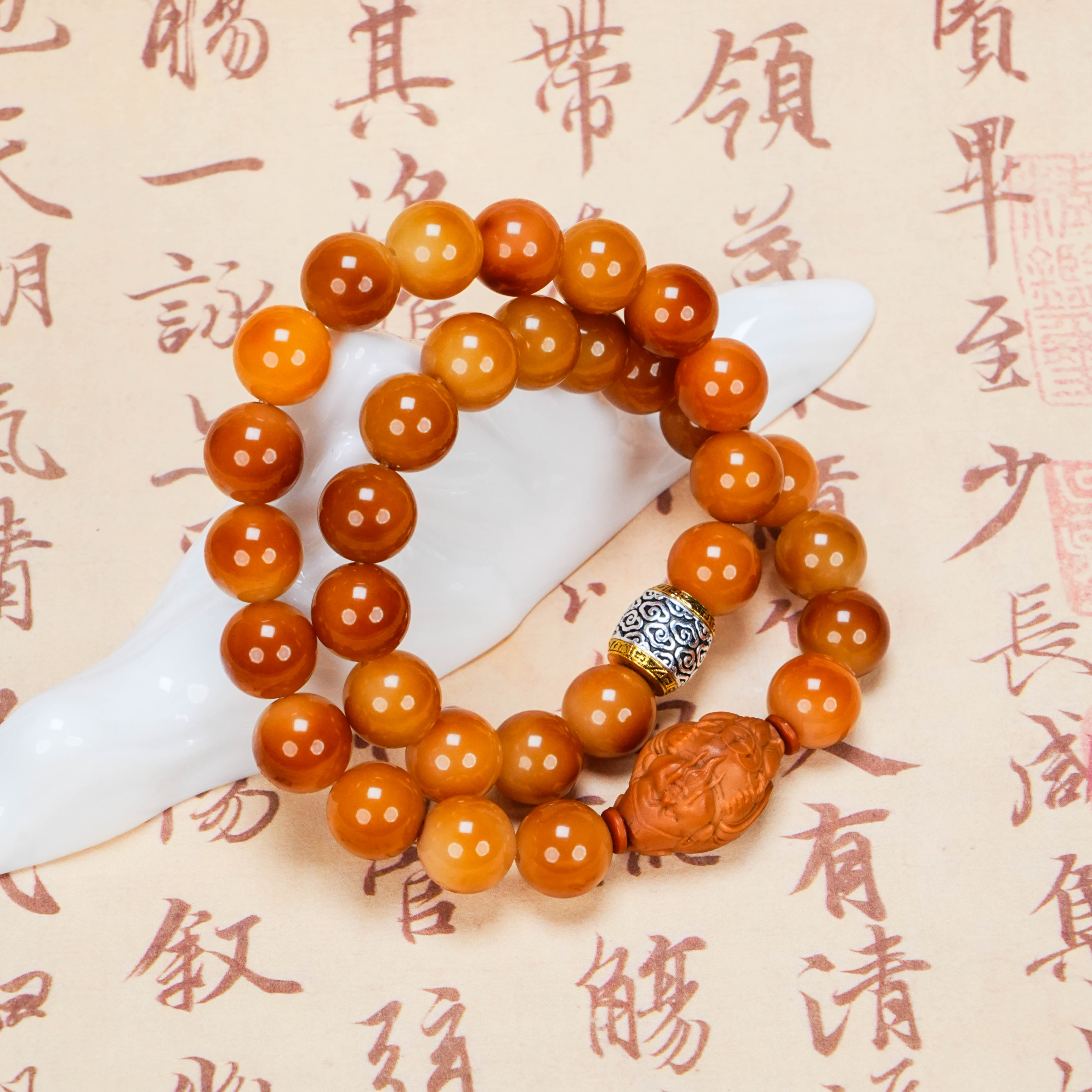 WW-014 12mm菩提双圈财神手串