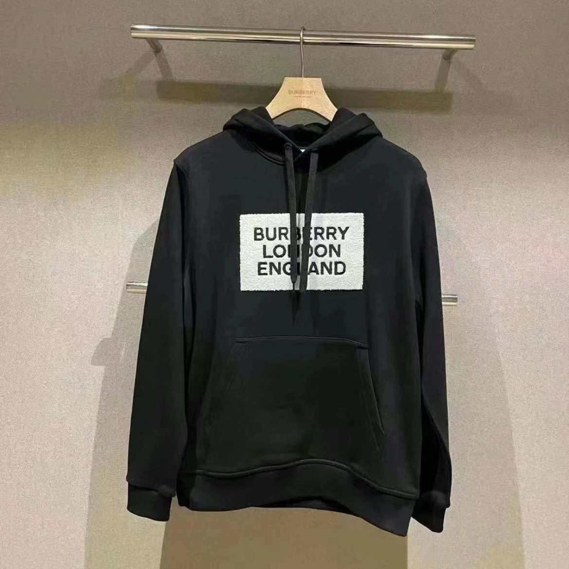 未使用 BURBERRY/博柏利 男款绒毛字母logo帽衫卫衣