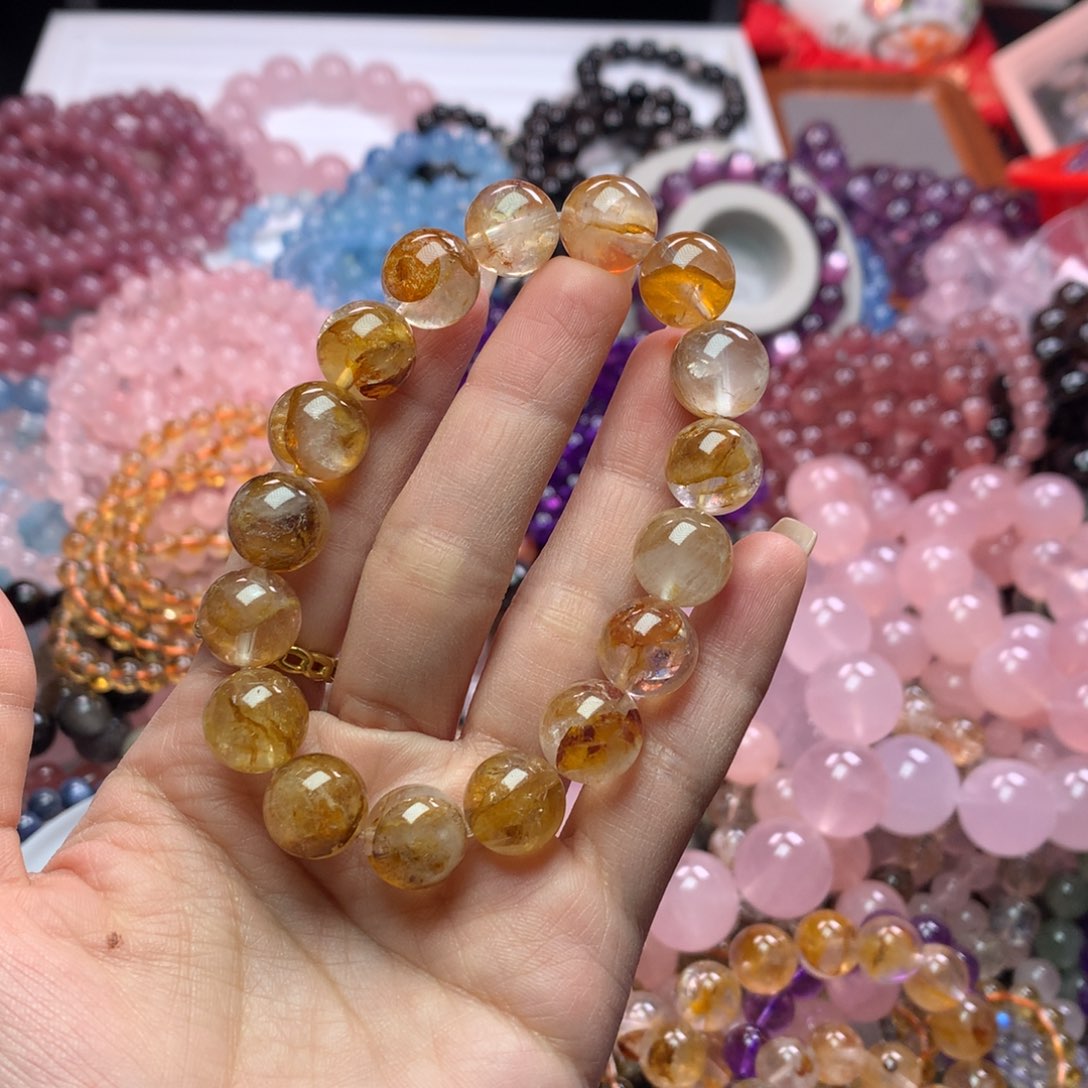 水晶手链未镶嵌黄胶花卡12