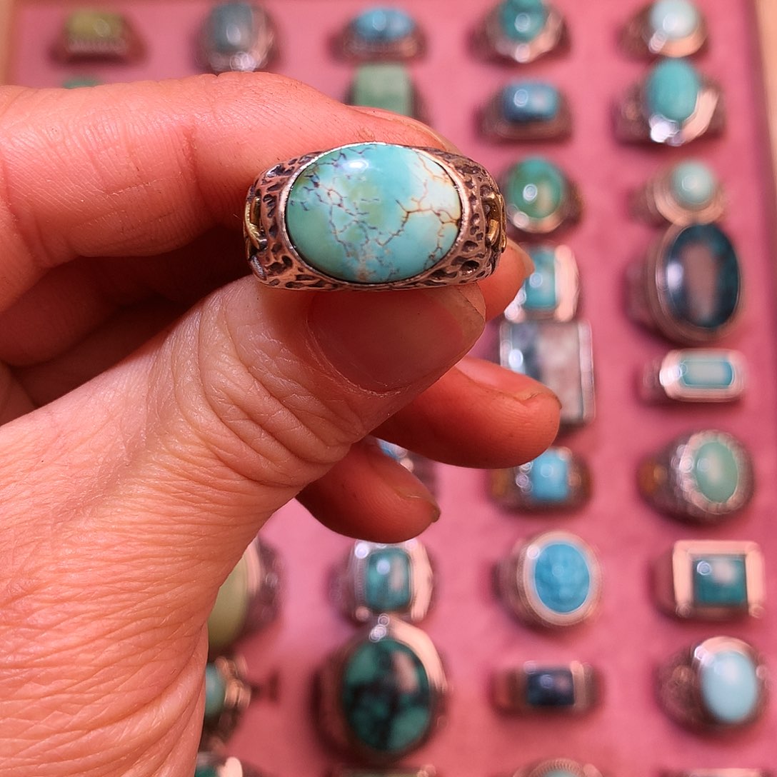 绿松石挂件银S925镶嵌