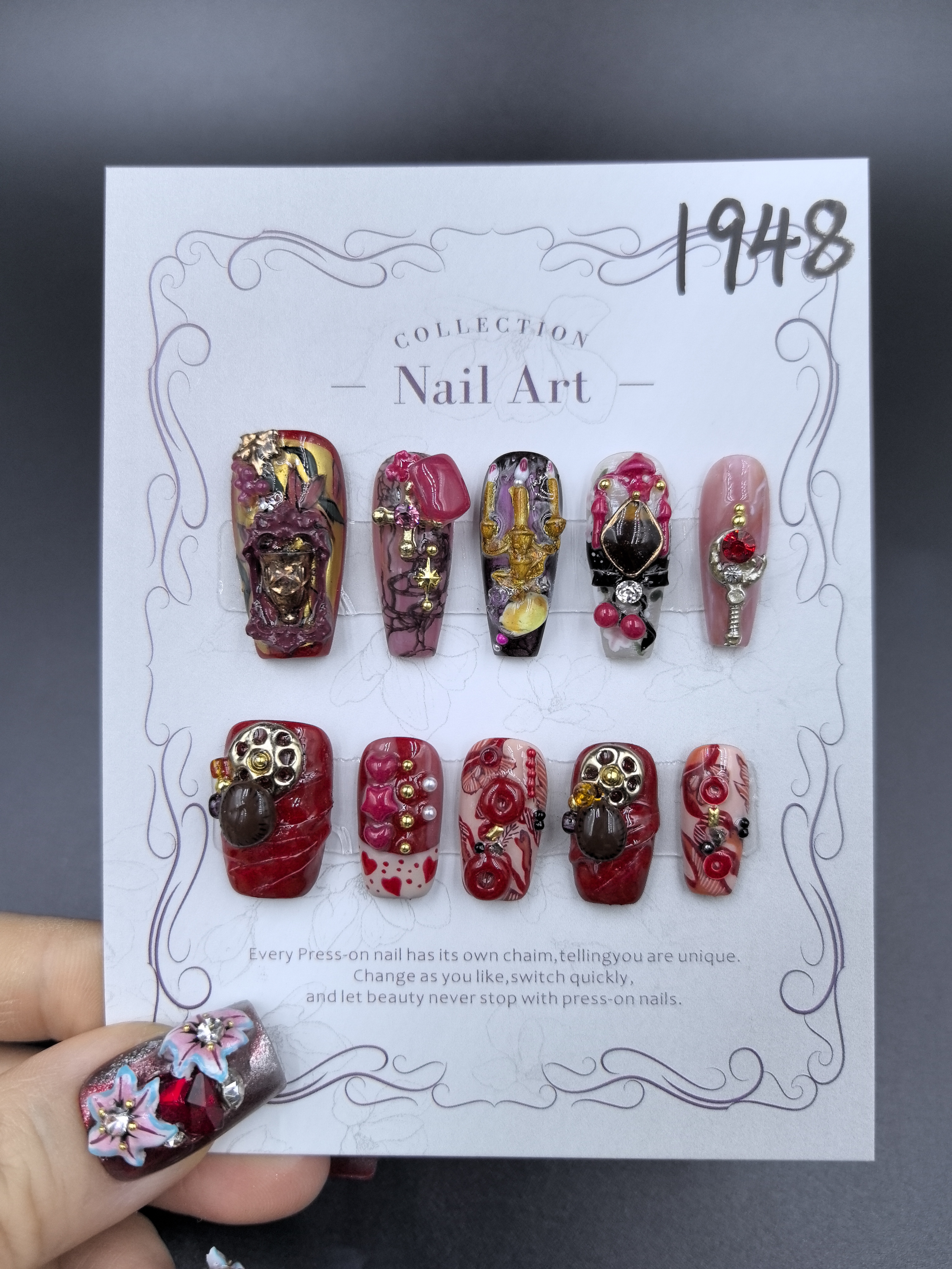 安夏 烛台 长梯 纯手工穿戴甲贴片重工设计私定设计款