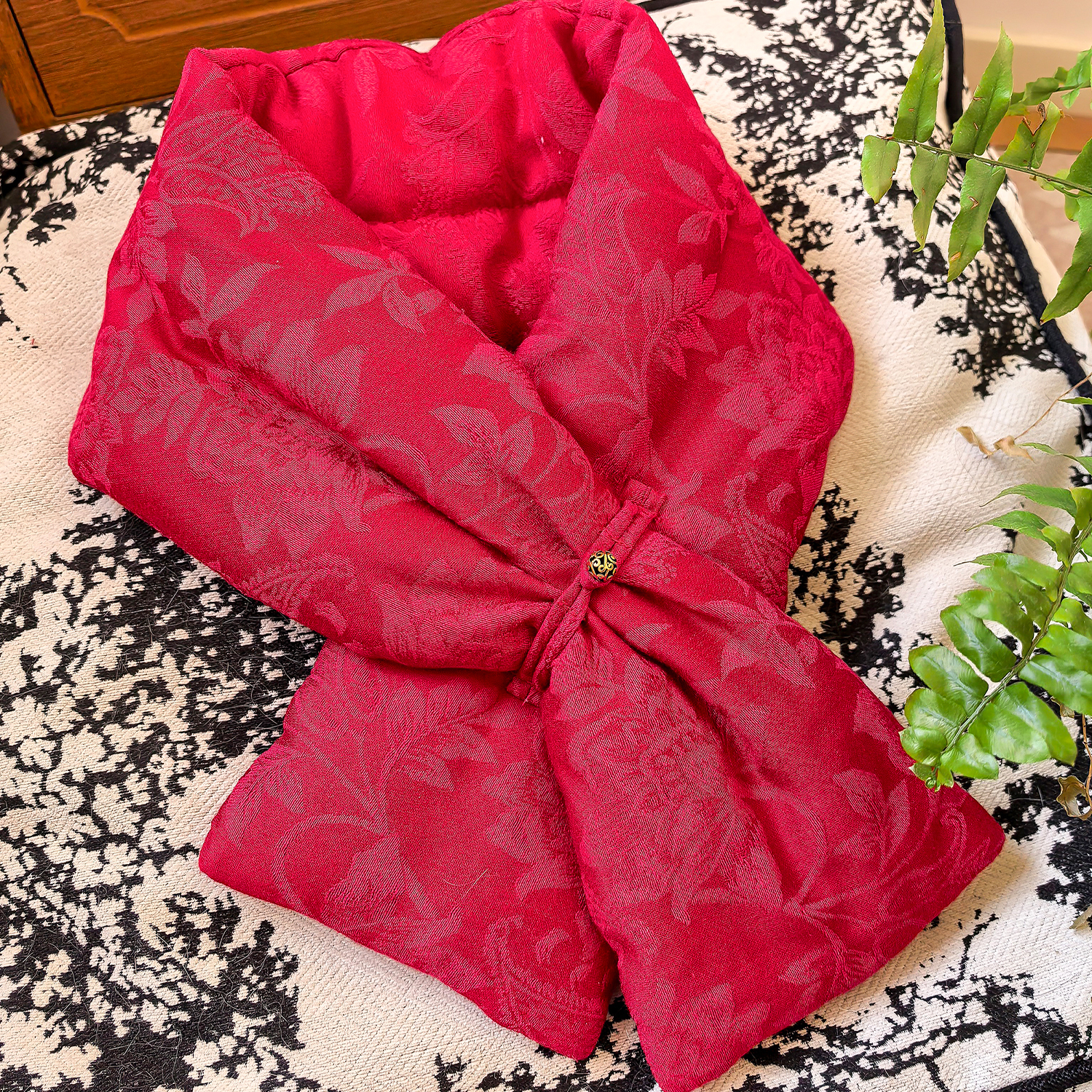 纯棉花围巾手工中国风盘扣围脖