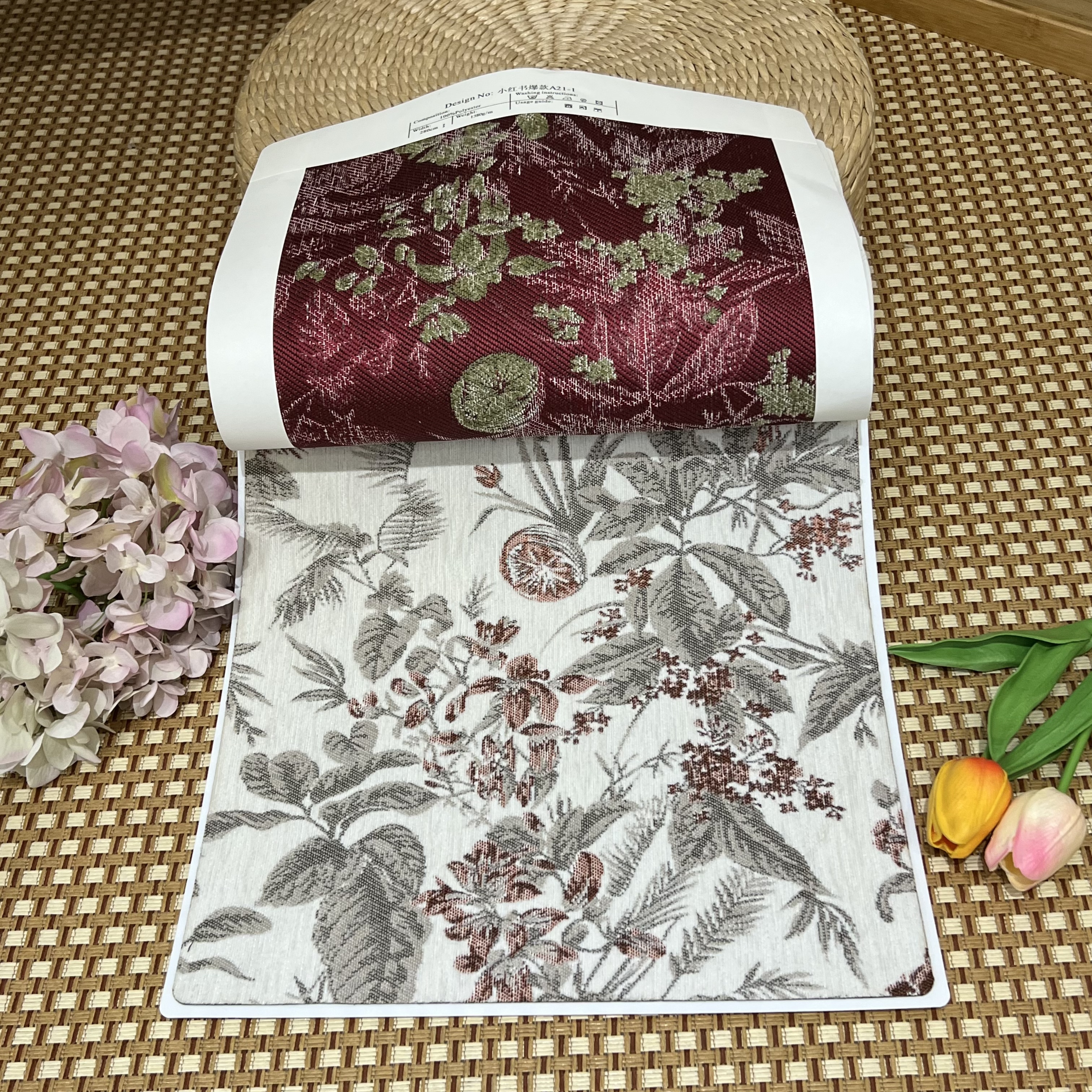 2025新品 爆款A19版本 植物花卉窗帘美式田园风雪尼尔提花吊卡