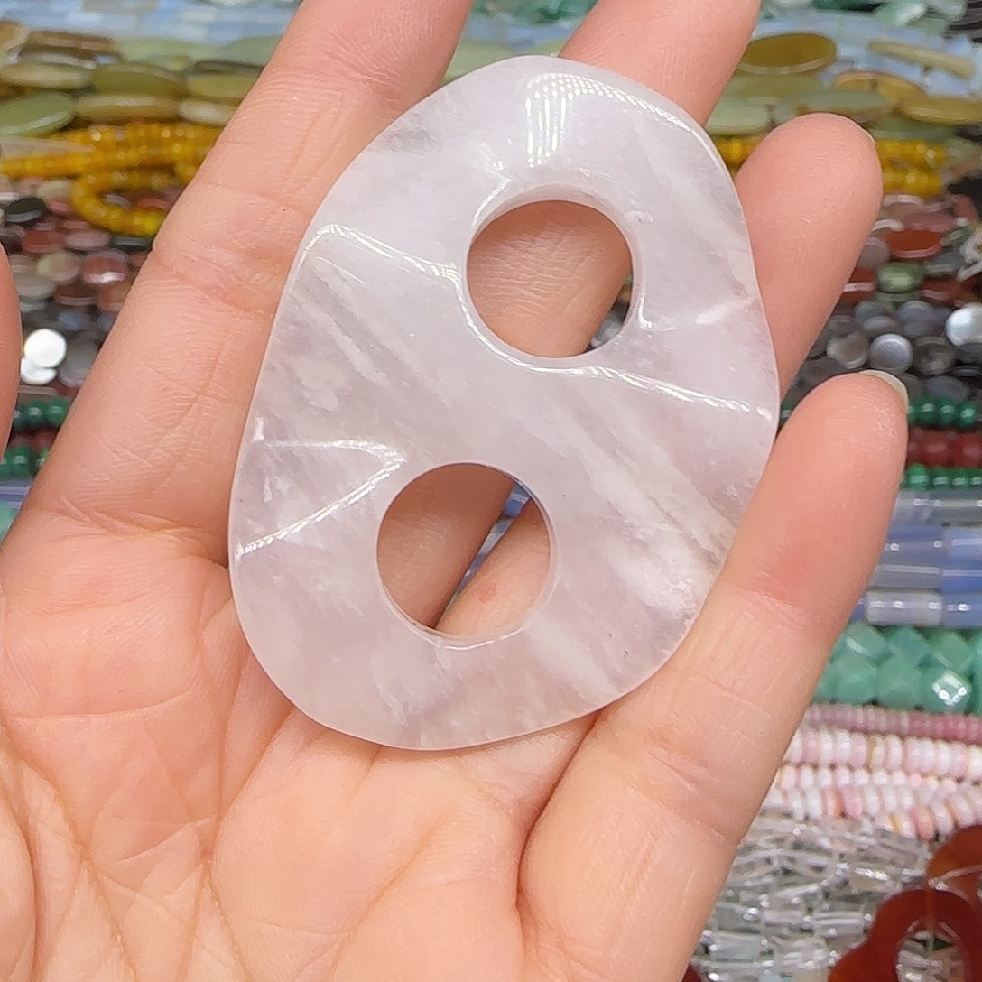 玛瑙/玉髓合金珠宝半成品白玉双孔一个