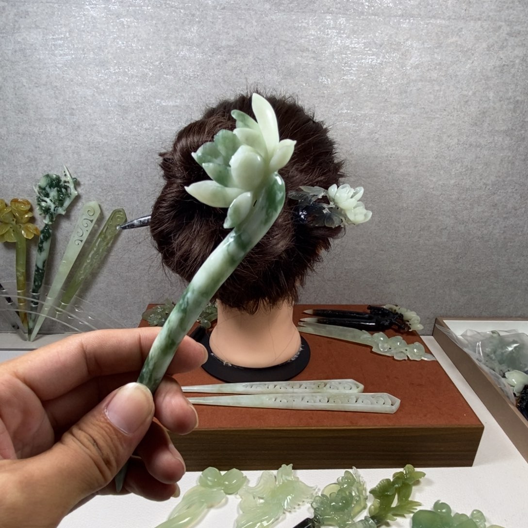 未镶嵌蛇纹石玉发簪