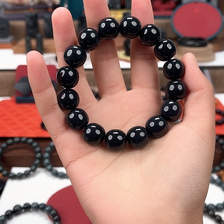 ****]和田玉未镶嵌手串卡14精工老型珠90墨