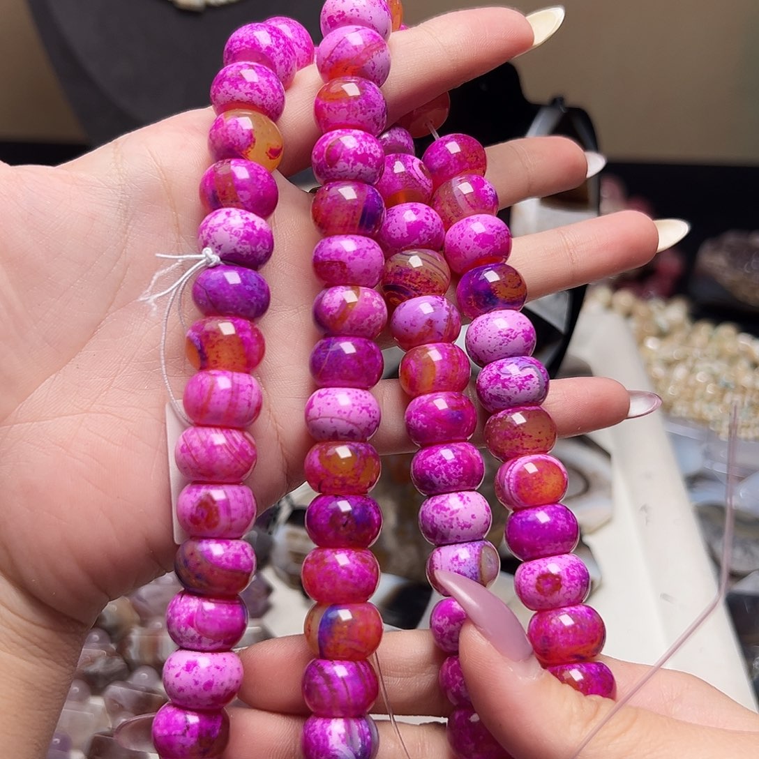 玛瑙/玉髓合金珠宝半成品d765 14*9.4m 梅梅花花玛瑙一条