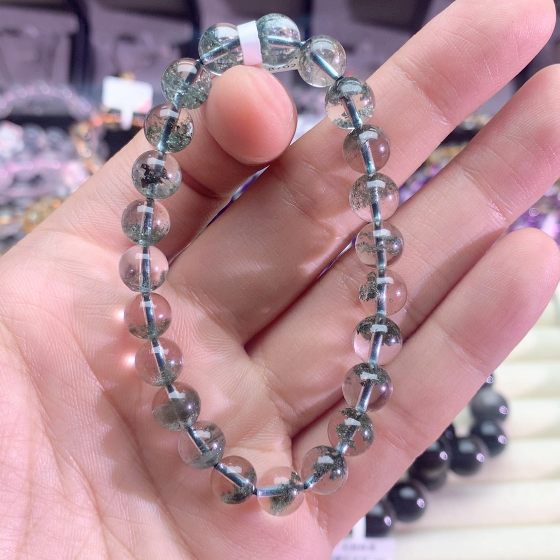 水晶手串未镶嵌一**牙绿幽灵手链8+